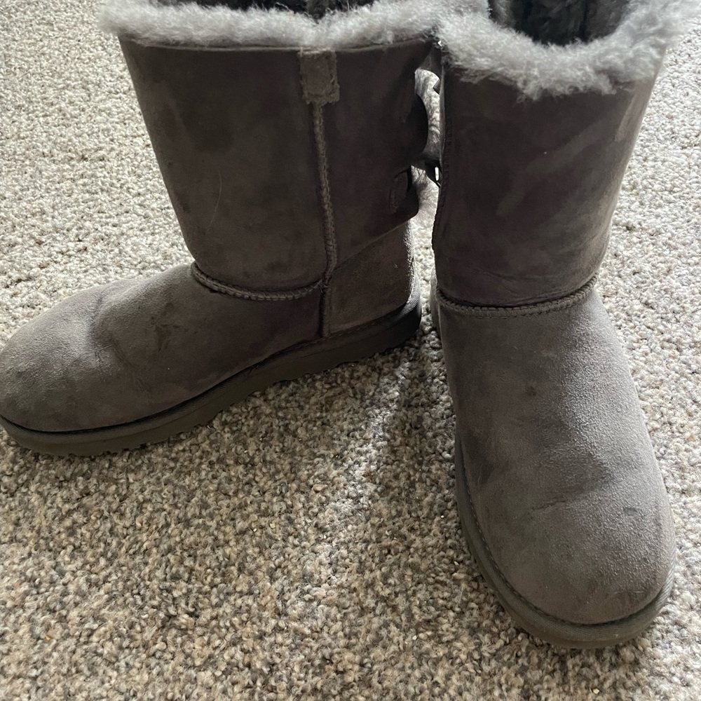 Womens UGG® Bailey Bow II Boot, gray